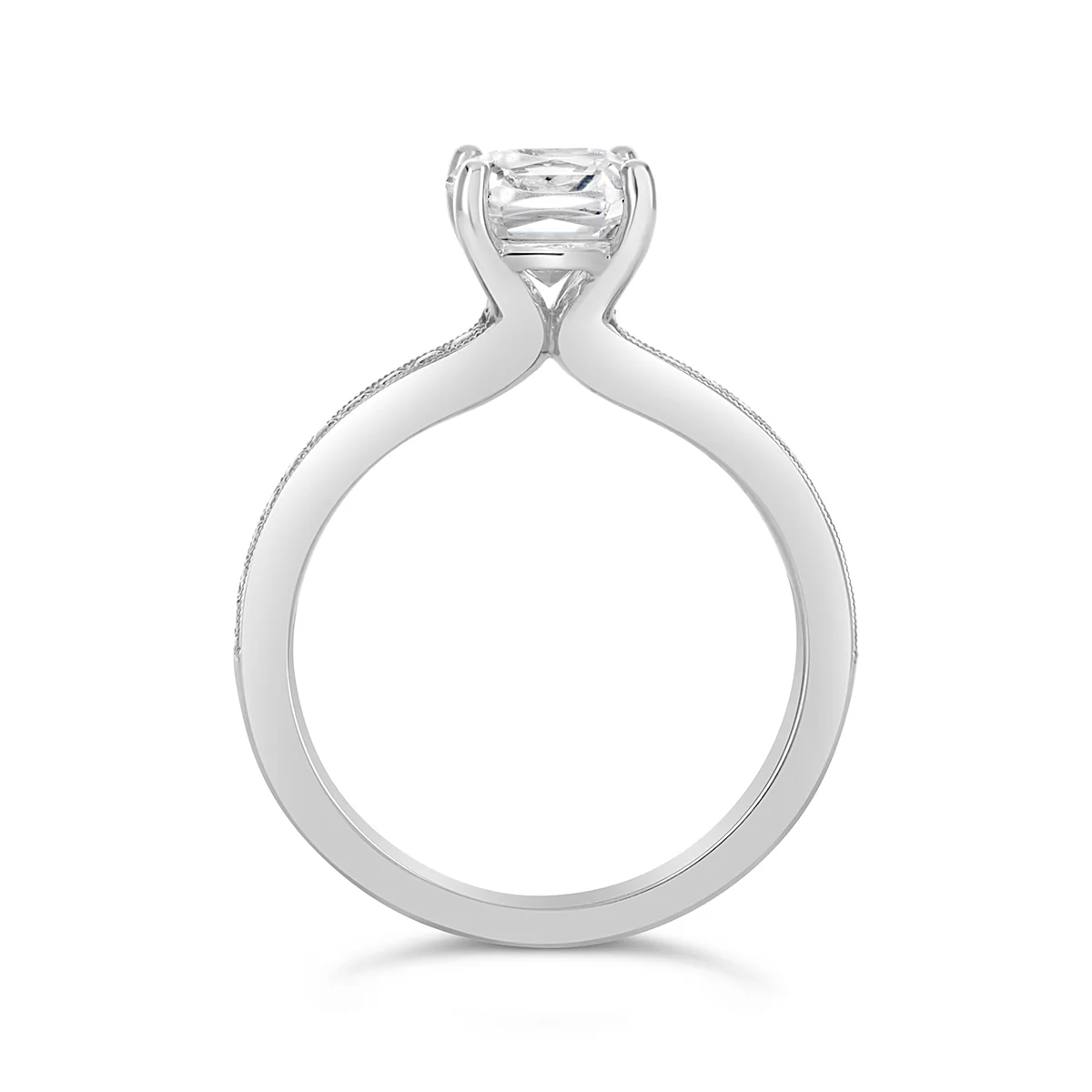 Round Brilliant Cut Pave Set Diamond Engagement Ring - ACB135 - Image 5