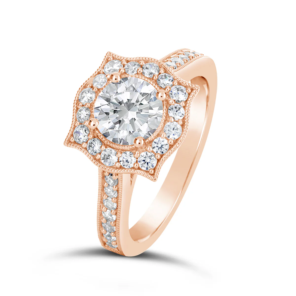 Round Brilliant Cut Pave Set Diamond Halo Engagement ring - ACB136 - Image 4