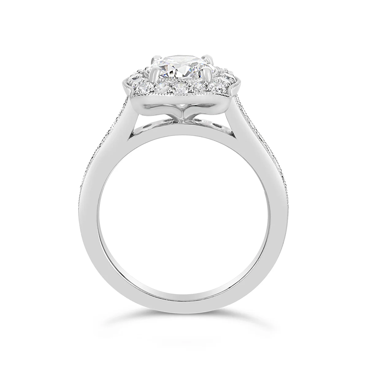 Round Brilliant Cut Pave Set Diamond Halo Engagement ring - ACB136 - Image 5