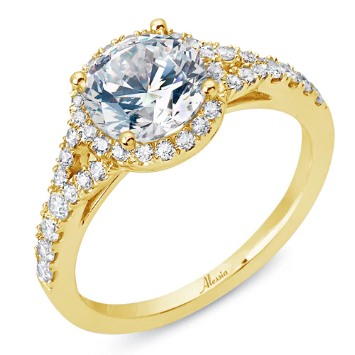 Round Brilliant Cut Split Band Diamond Halo Engagement Ring - ACB234 - Image 2