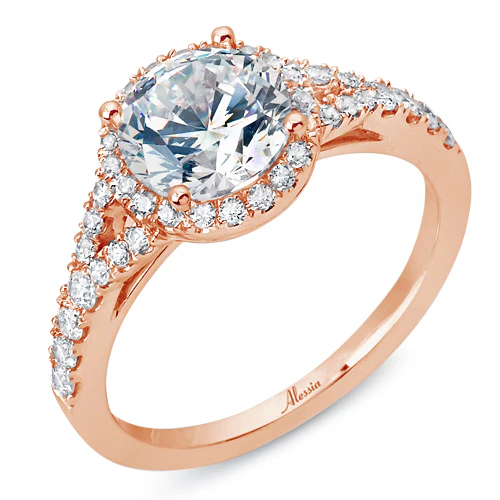 Round Brilliant Cut Split Band Diamond Halo Engagement Ring - ACB234 - Image 3