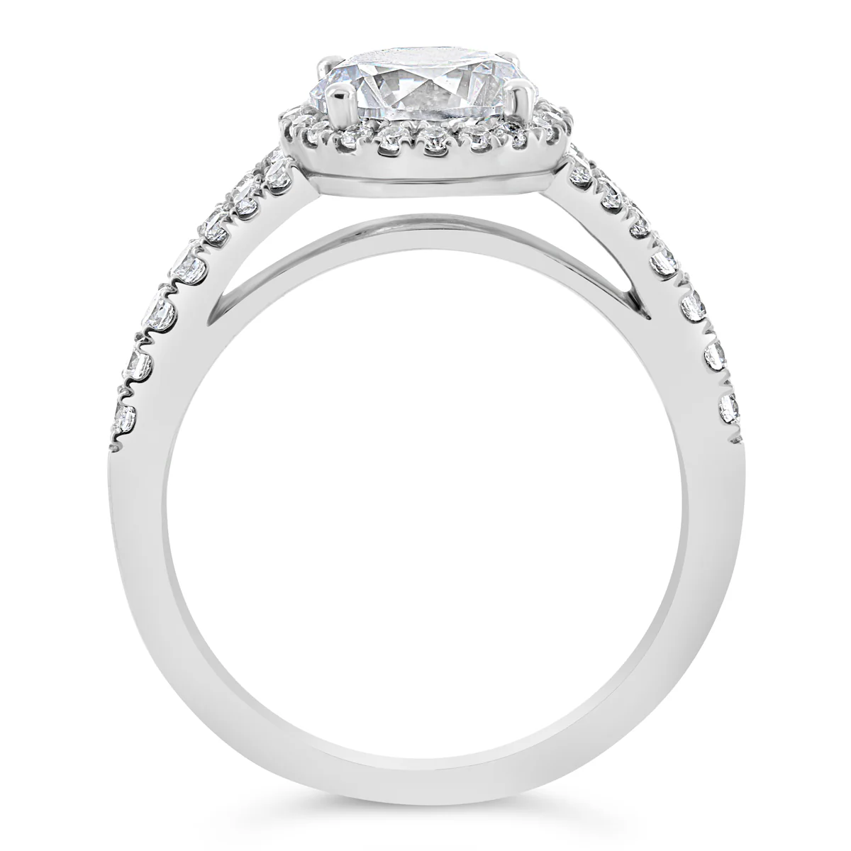 Round Brilliant Cut Split Band Diamond Halo Engagement Ring - ACB234 - Image 4
