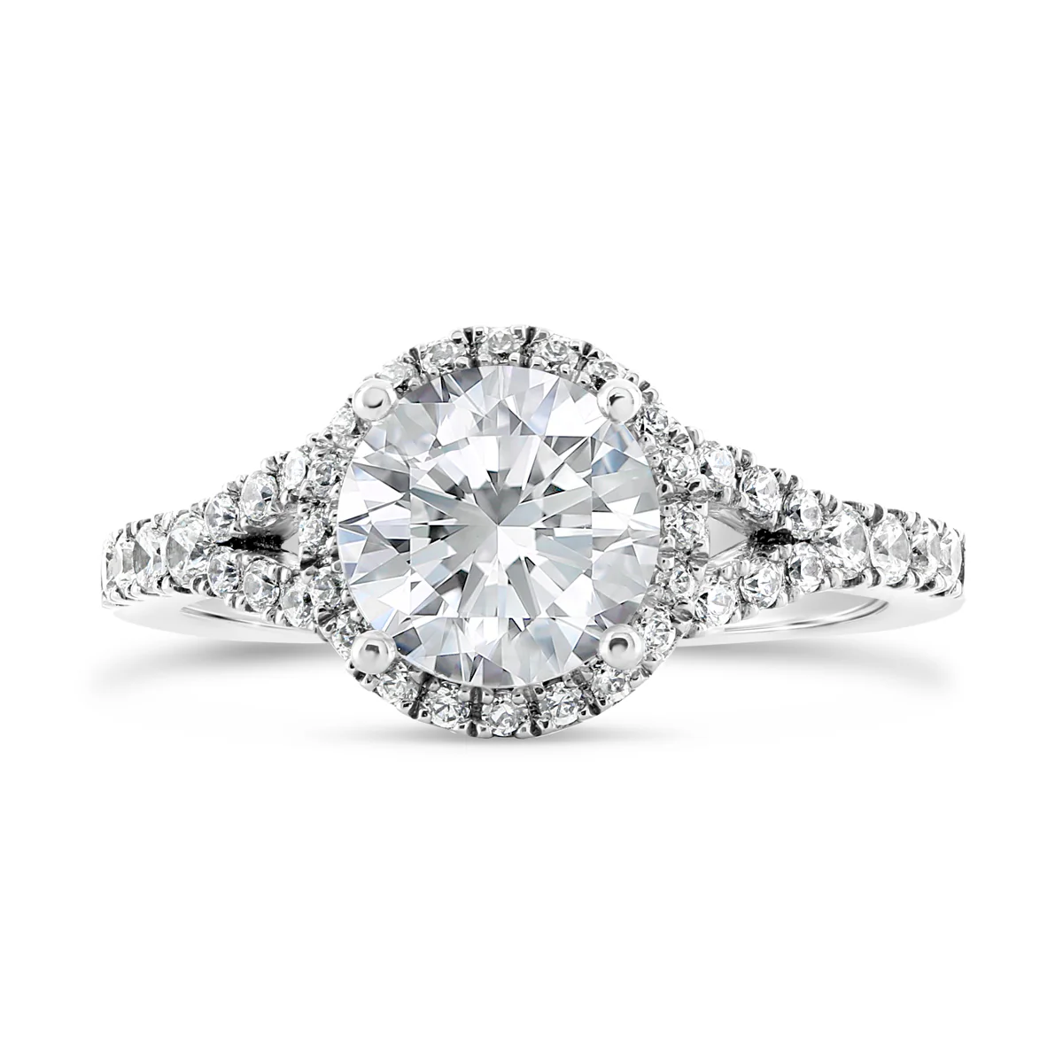 Round Brilliant Cut Split Band Diamond Halo Engagement Ring - ACB234 - Image 5