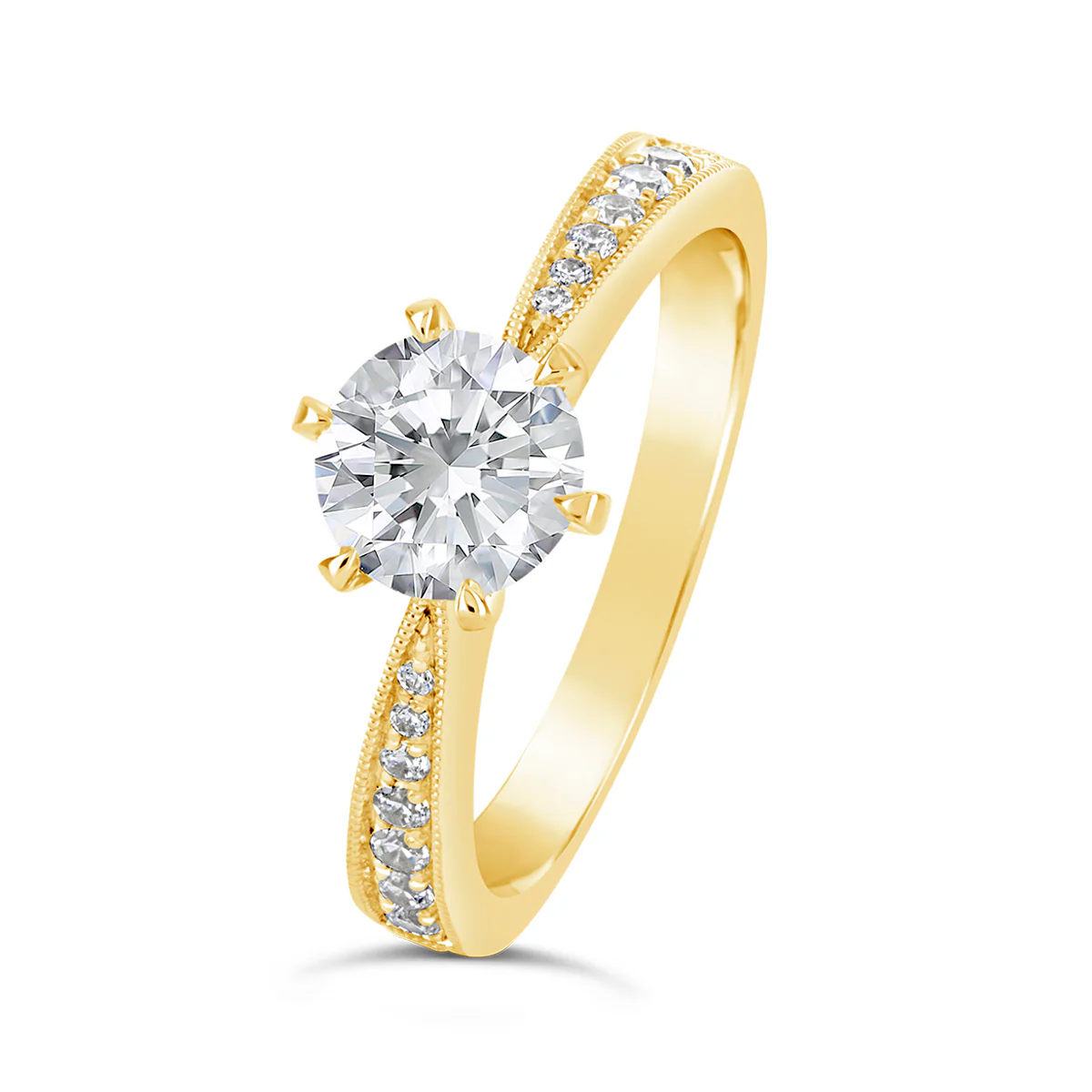 Round Brilliant Cut Tapered Diamond Engagement Ring - ACB130 - Image 2