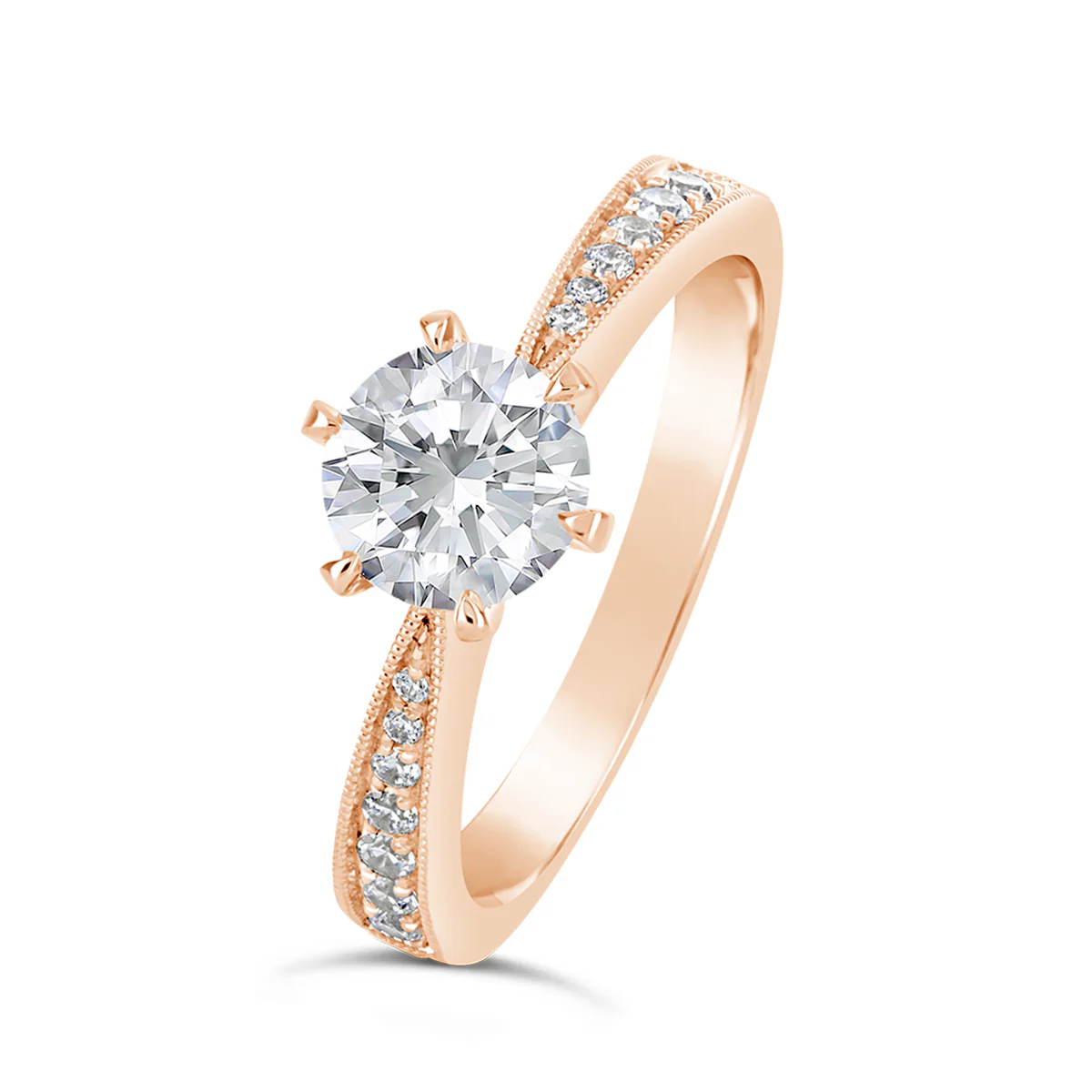 Round Brilliant Cut Tapered Diamond Engagement Ring - ACB130 - Image 3