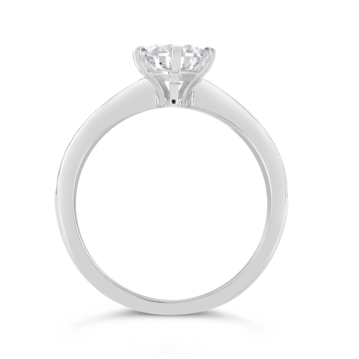 Round Brilliant Cut Tapered Diamond Engagement Ring - ACB130 - Image 4