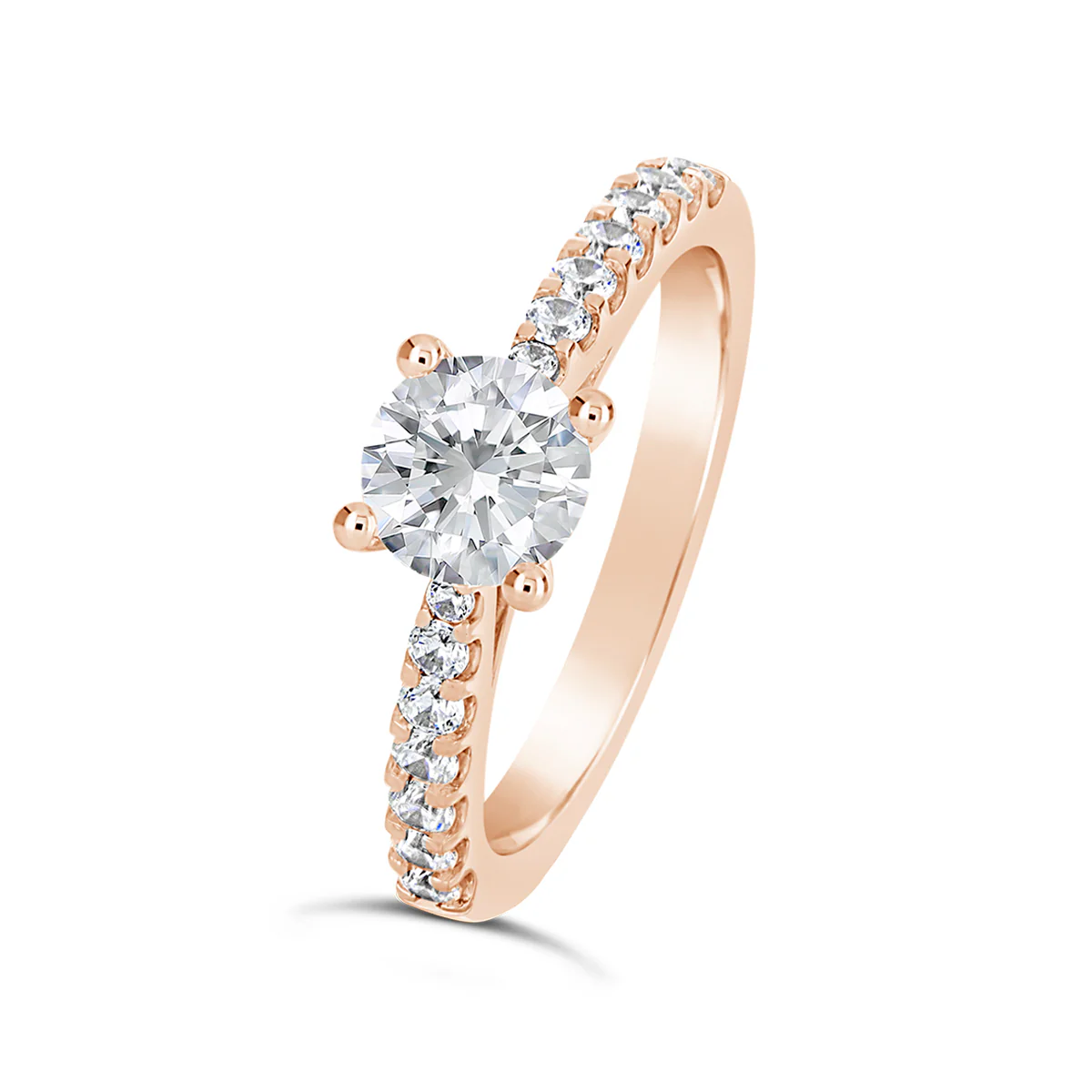 Round Brilliant Cut Tapered Diamond Engagement Ring - ACB137 - Image 3