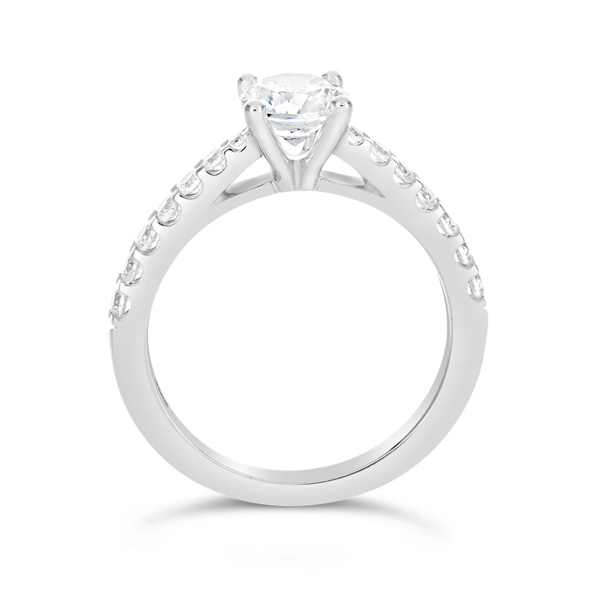 Round Brilliant Cut Tapered Diamond Engagement Ring - ACB137 - Image 4