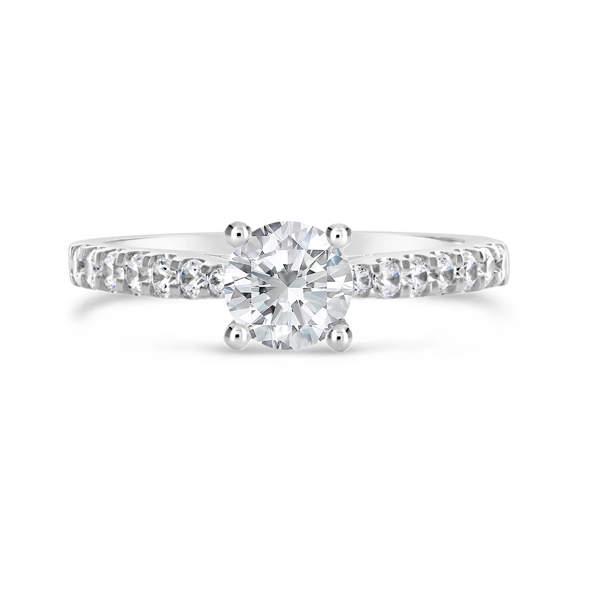 Round Brilliant Cut Tapered Diamond Engagement Ring - ACB137 - Image 5