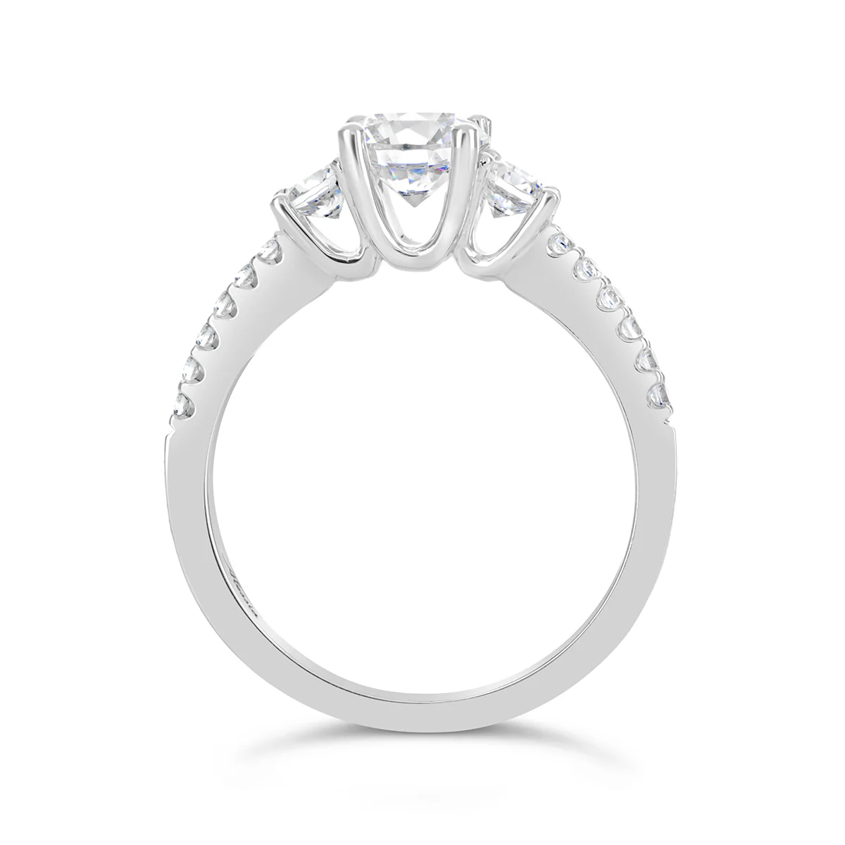 Round Brilliant Cut Three Stone Diamond Engagement Ring - ACB144 - Image 2