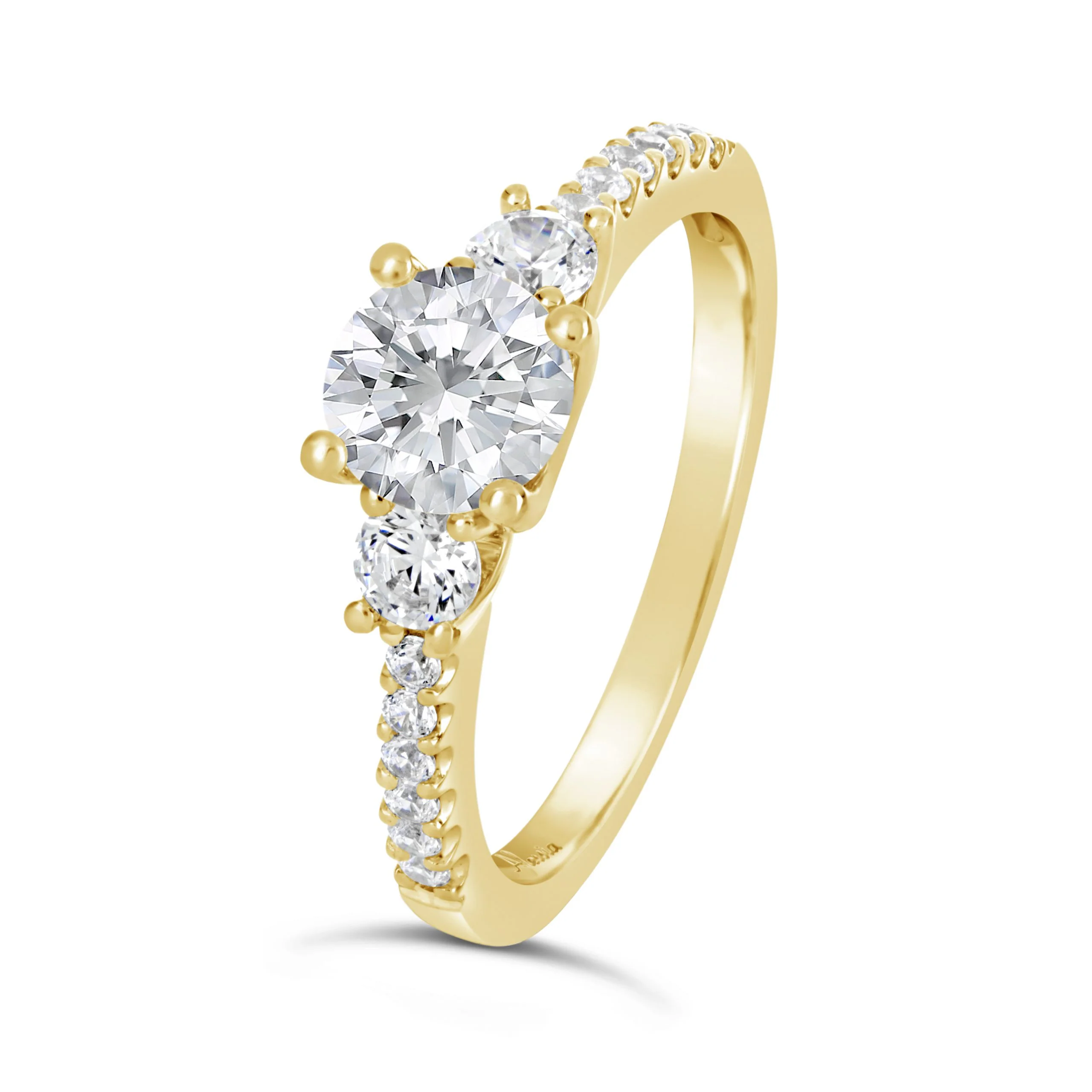 Round Brilliant Cut Three Stone Diamond Engagement Ring - ACB144 - Image 3
