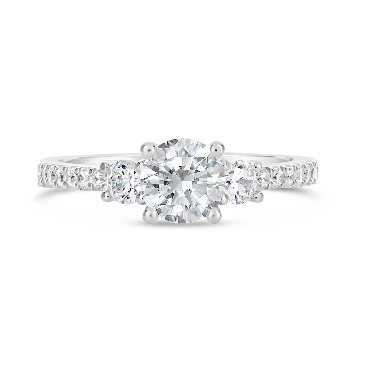 Round Brilliant Cut Three Stone Diamond Engagement Ring - ACB144 - Image 5