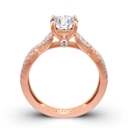 Round Brilliant Cut Twisted Diamond Band Engagement Ring - CR3640 - Image 2