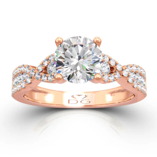 Round Brilliant Cut Twisted Diamond Band Engagement Ring - CR3640 - Image 3