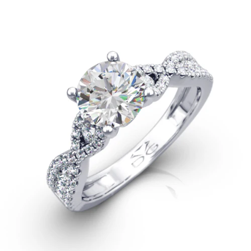 Round Brilliant Cut Twisted Diamond Band Engagement Ring - CR3640 - Image 4