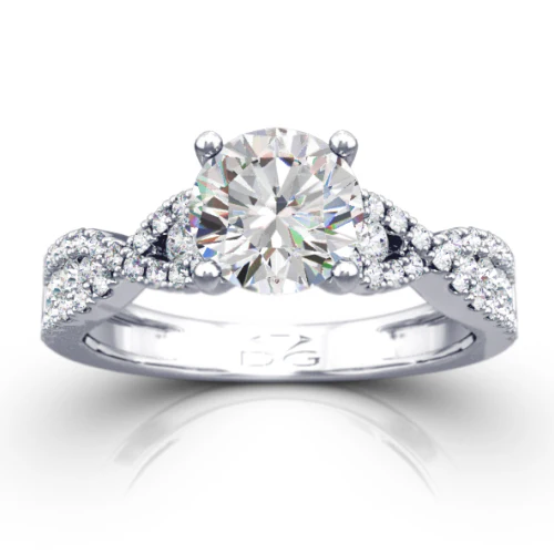 Round Brilliant Cut Twisted Diamond Band Engagement Ring - CR3640 - Image 5