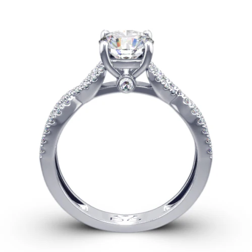 Round Brilliant Cut Twisted Diamond Band Engagement Ring - CR3640 - Image 6