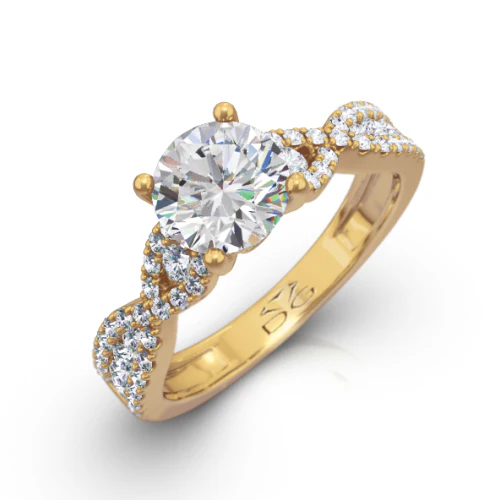 Round Brilliant Cut Twisted Diamond Band Engagement Ring - CR3640 - Image 7