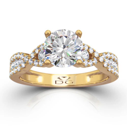 Round Brilliant Cut Twisted Diamond Band Engagement Ring - CR3640 - Image 8