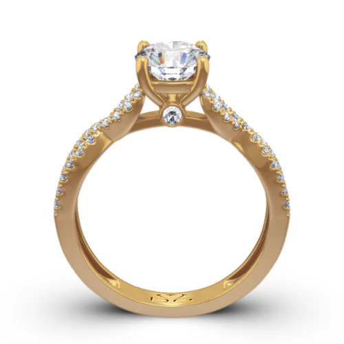 Round Brilliant Cut Twisted Diamond Band Engagement Ring - CR3640 - Image 9