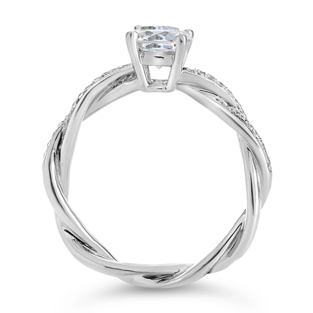 Round Brilliant Cut Twisting Diamond Band - ACB065 - Image 5