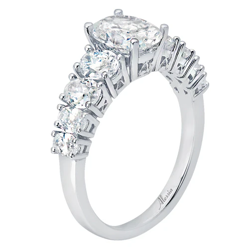 Tapering Oval Cut Diamond Engagement ring - ACB236 - Image 3