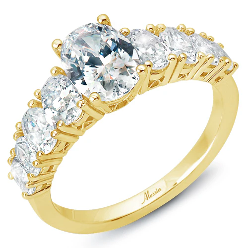 Tapering Oval Cut Diamond Engagement ring - ACB236 - Image 4