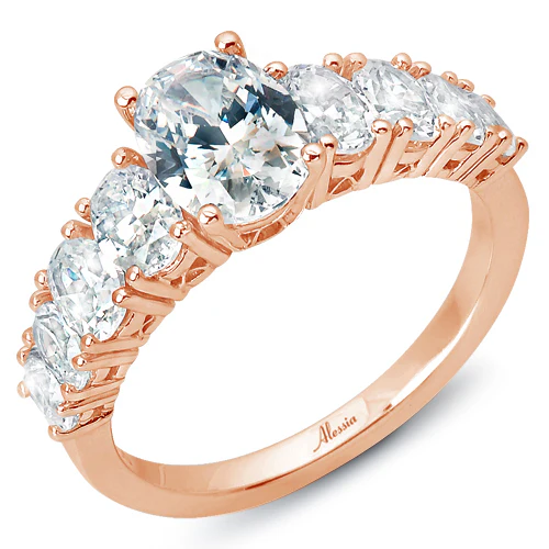Tapering Oval Cut Diamond Engagement ring - ACB236 - Image 5