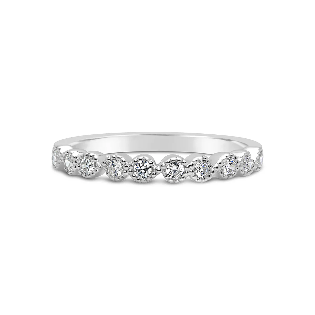 Vintage Milgrain Diamond Wedding Band - CR3665 - Image 3