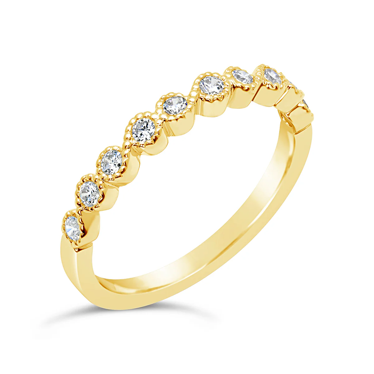 Vintage Milgrain Diamond Wedding Band - CR3665 - Image 4